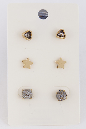 Rhinestone Shiny Multi Shape Earrings Set 6JBD2